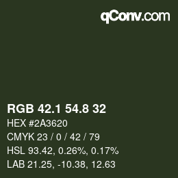 カラーコード: RGB 42.1 54.8 32 | qconv.com