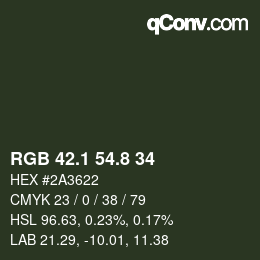Farbcode: RGB 42.1 54.8 34 | qconv.com