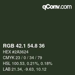 Color code: RGB 42.1 54.8 36 | qconv.com