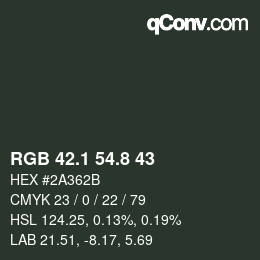 Color code: RGB 42.1 54.8 43 | qconv.com