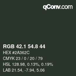 カラーコード: RGB 42.1 54.8 44 | qconv.com