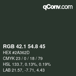 Color code: RGB 42.1 54.8 45 | qconv.com