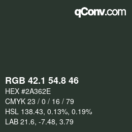 Color code: RGB 42.1 54.8 46 | qconv.com