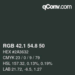 Color code: RGB 42.1 54.8 50 | qconv.com