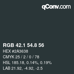 Color code: RGB 42.1 54.8 56 | qconv.com