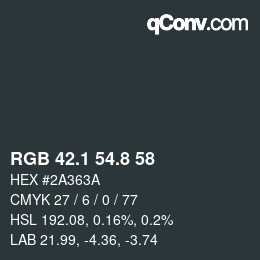 Color code: RGB 42.1 54.8 58 | qconv.com