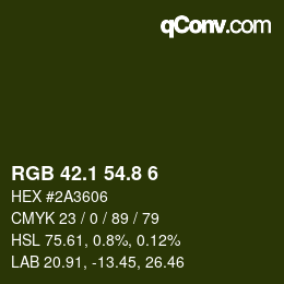 カラーコード: RGB 42.1 54.8 6 | qconv.com