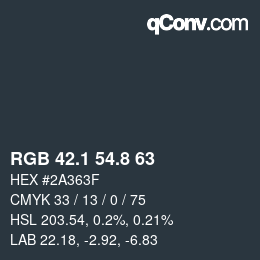 Color code: RGB 42.1 54.8 63 | qconv.com