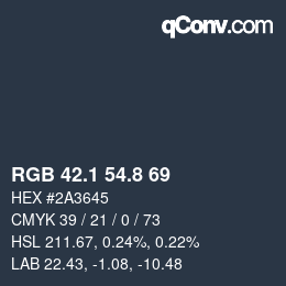 Color code: RGB 42.1 54.8 69 | qconv.com