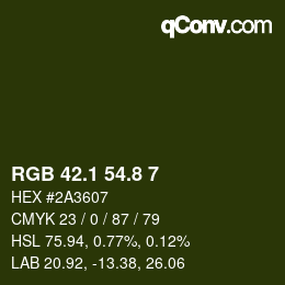 カラーコード: RGB 42.1 54.8 7 | qconv.com