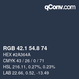 Color code: RGB 42.1 54.8 74 | qconv.com