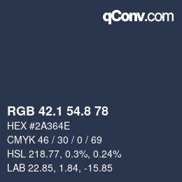 Color code: RGB 42.1 54.8 78 | qconv.com
