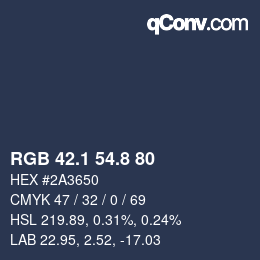 Color code: RGB 42.1 54.8 80 | qconv.com