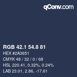 Color code: RGB 42.1 54.8 81 | qconv.com