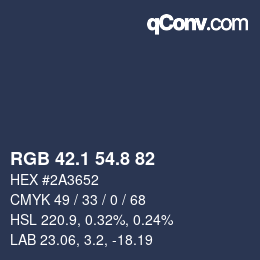 Color code: RGB 42.1 54.8 82 | qconv.com