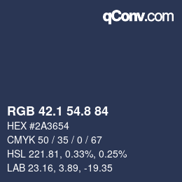 Farbcode: RGB 42.1 54.8 84 | qconv.com