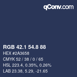 Color code: RGB 42.1 54.8 88 | qconv.com