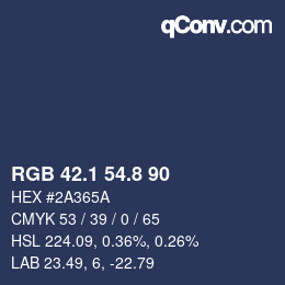 Color code: RGB 42.1 54.8 90 | qconv.com