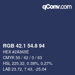 Color code: RGB 42.1 54.8 94 | qconv.com
