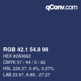 カラーコード: RGB 42.1 54.8 98 | qconv.com