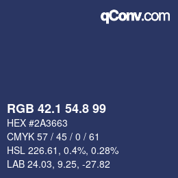 カラーコード: RGB 42.1 54.8 99 | qconv.com