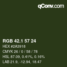 カラーコード: RGB 42.1 57 24 | qconv.com