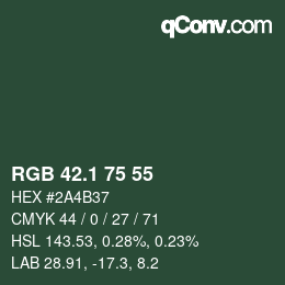 Color code: RGB 42.1 75 55 | qconv.com