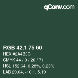 カラーコード: RGB 42.1 75 60 | qconv.com