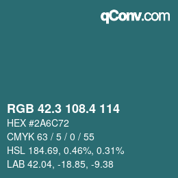 カラーコード: RGB 42.3 108.4 114 | qconv.com