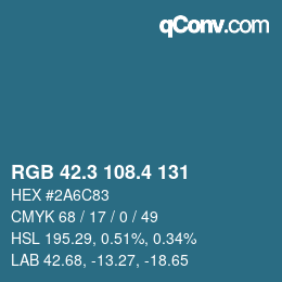 カラーコード: RGB 42.3 108.4 131 | qconv.com
