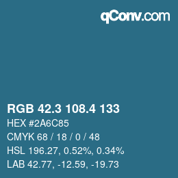 カラーコード: RGB 42.3 108.4 133 | qconv.com