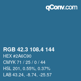 カラーコード: RGB 42.3 108.4 144 | qconv.com
