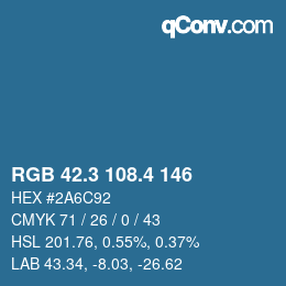 カラーコード: RGB 42.3 108.4 146 | qconv.com
