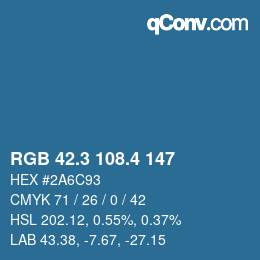 カラーコード: RGB 42.3 108.4 147 | qconv.com