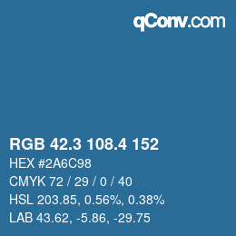カラーコード: RGB 42.3 108.4 152 | qconv.com