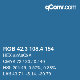カラーコード: RGB 42.3 108.4 154 | qconv.com