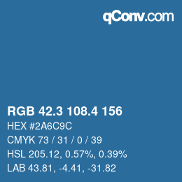 カラーコード: RGB 42.3 108.4 156 | qconv.com