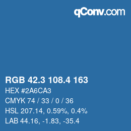 カラーコード: RGB 42.3 108.4 163 | qconv.com