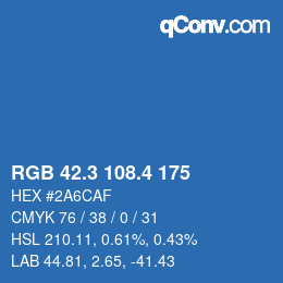カラーコード: RGB 42.3 108.4 175 | qconv.com