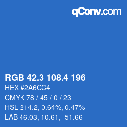 カラーコード: RGB 42.3 108.4 196 | qconv.com