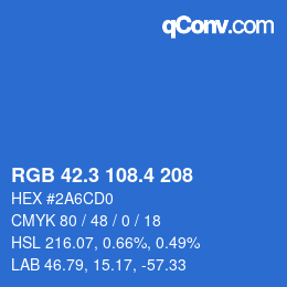カラーコード: RGB 42.3 108.4 208 | qconv.com