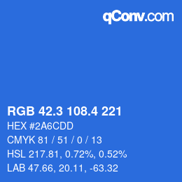 カラーコード: RGB 42.3 108.4 221 | qconv.com