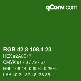 カラーコード: RGB 42.3 108.4 23 | qconv.com