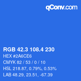 カラーコード: RGB 42.3 108.4 230 | qconv.com