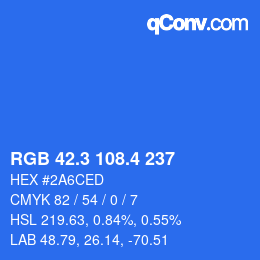 カラーコード: RGB 42.3 108.4 237 | qconv.com