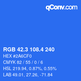 カラーコード: RGB 42.3 108.4 240 | qconv.com