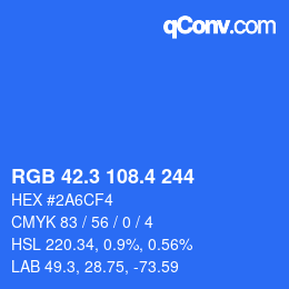 カラーコード: RGB 42.3 108.4 244 | qconv.com
