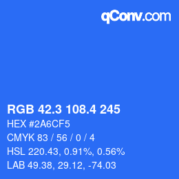 カラーコード: RGB 42.3 108.4 245 | qconv.com