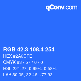 カラーコード: RGB 42.3 108.4 254 | qconv.com