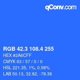 カラーコード: RGB 42.3 108.4 255 | qconv.com